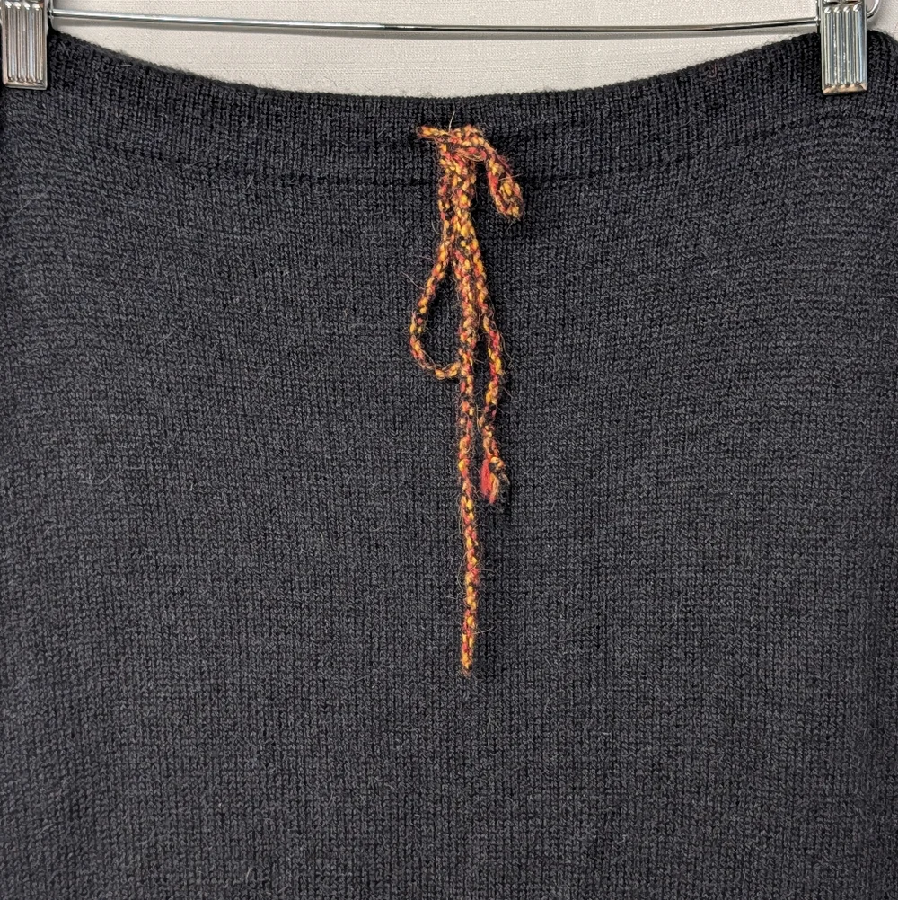 Peruvian Alpaca Black Fringe Poncho Sweater And Matching Maxi Skirt